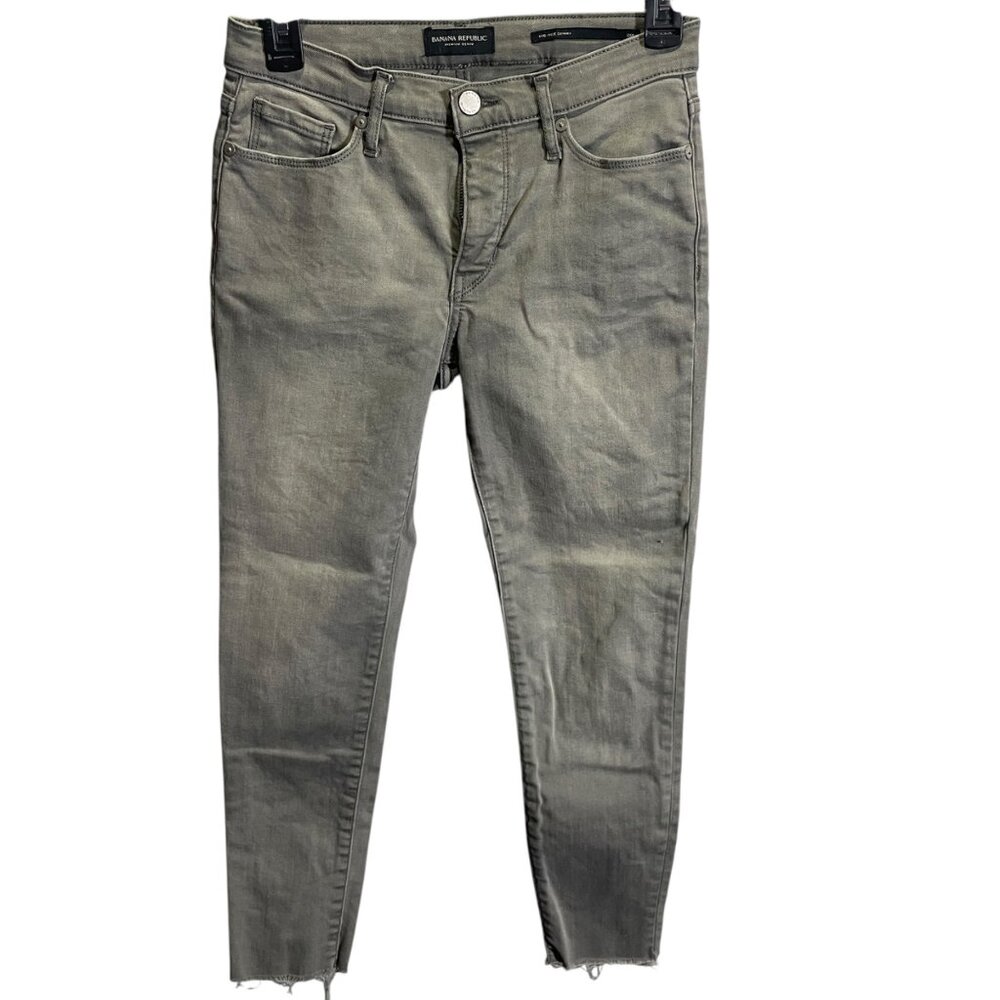 Banana Republic‎ 26P Gray Mid-Rise Skinny Jeans Distressed Hem